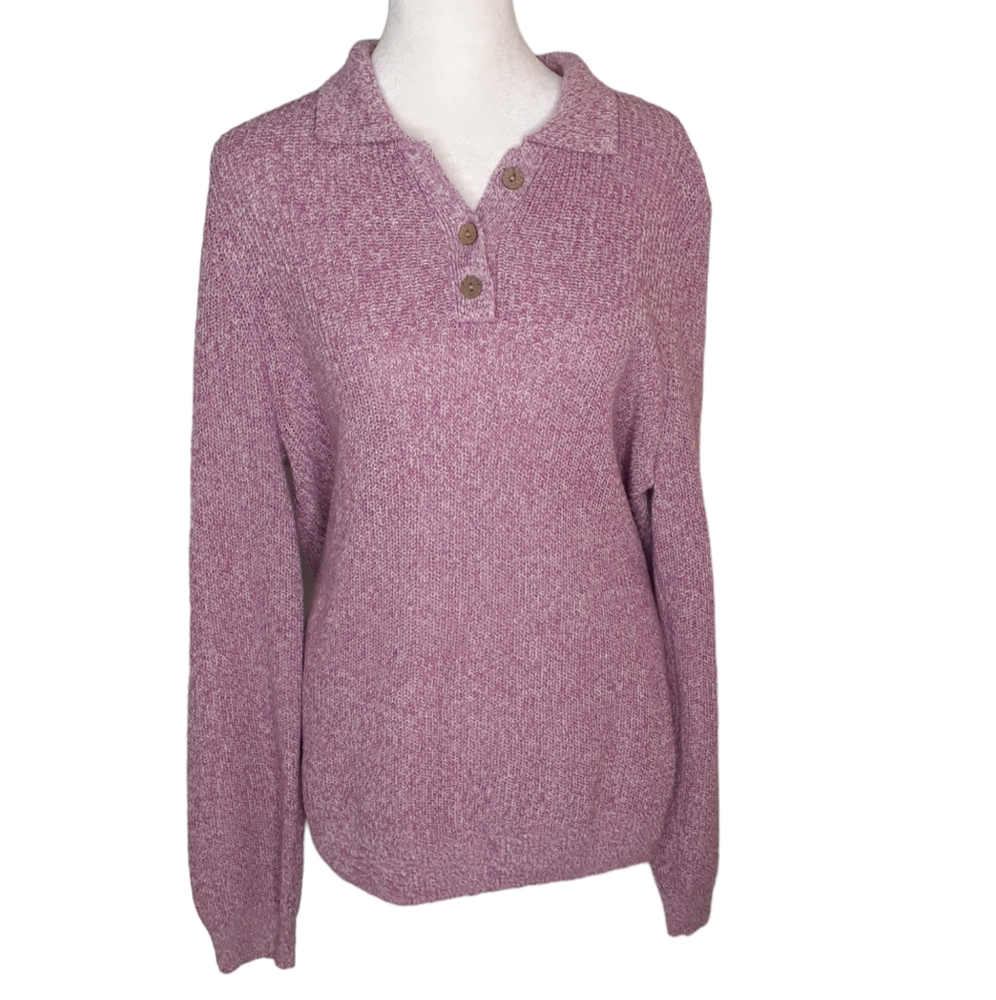 Norm Thompson linen/cotton blend sweater. Size L Shade Of Pink